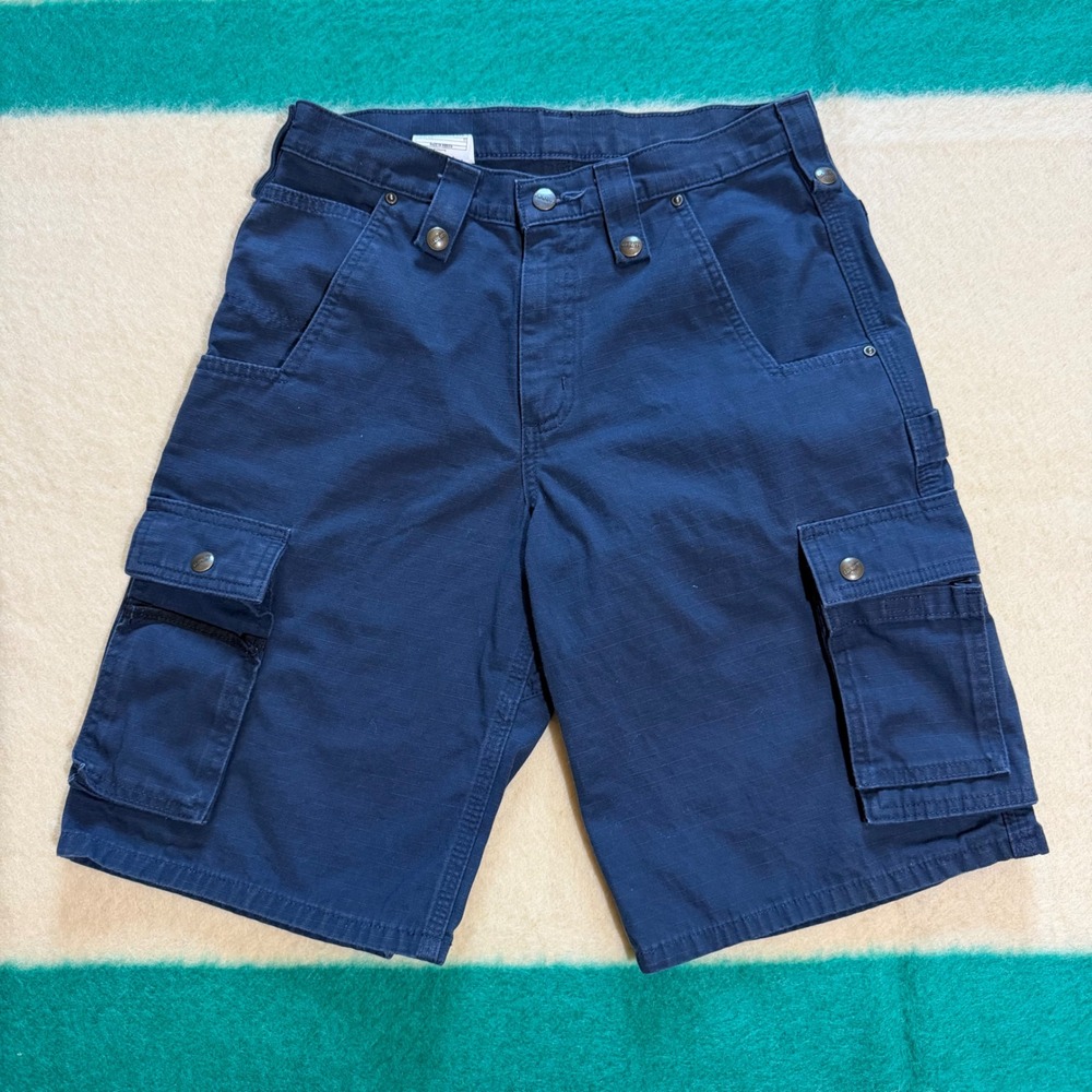 Carhartt Mens Navy Blue Ripstop Cargo Shorts 102361-412 Size 30 Workwear